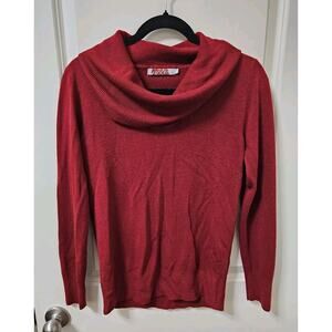 Carol Rose Sweater, Women's Size Medium, Red, Cowl neck, Pullover